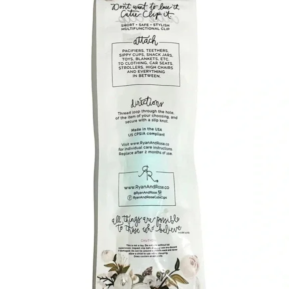 NEW Ryan and Rose pacifier clip cutie clip aqua - Picture 2 of 2